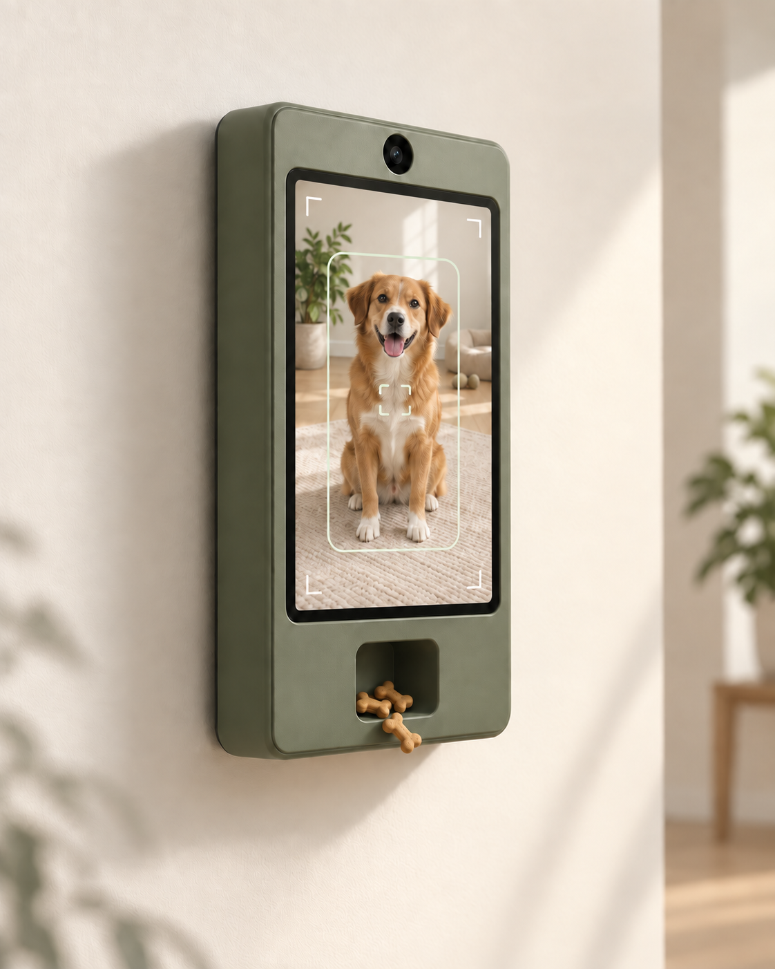 Cueby mounted on a wall during a dog training lesson