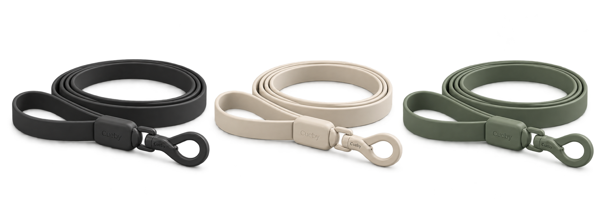 Cueby Leash in Charcoal, Cream, and Sage